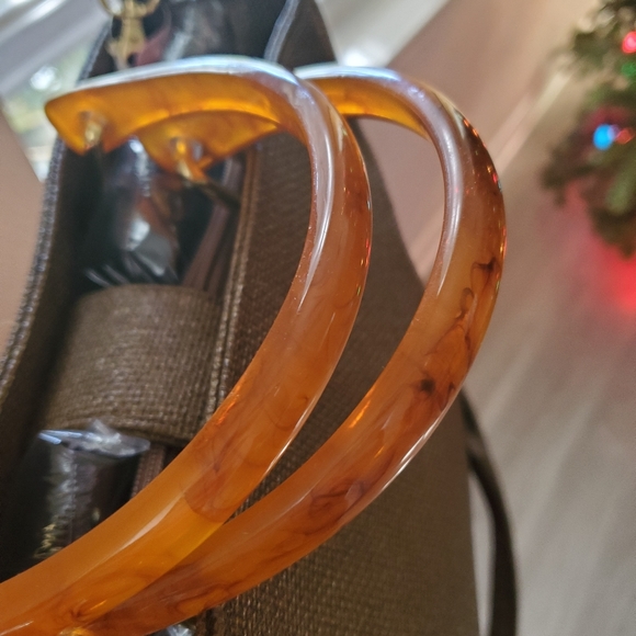 STYLISH PRESTON & YORK TORTOISE SHELL HANDLE PURSE - Picture 3 of 8